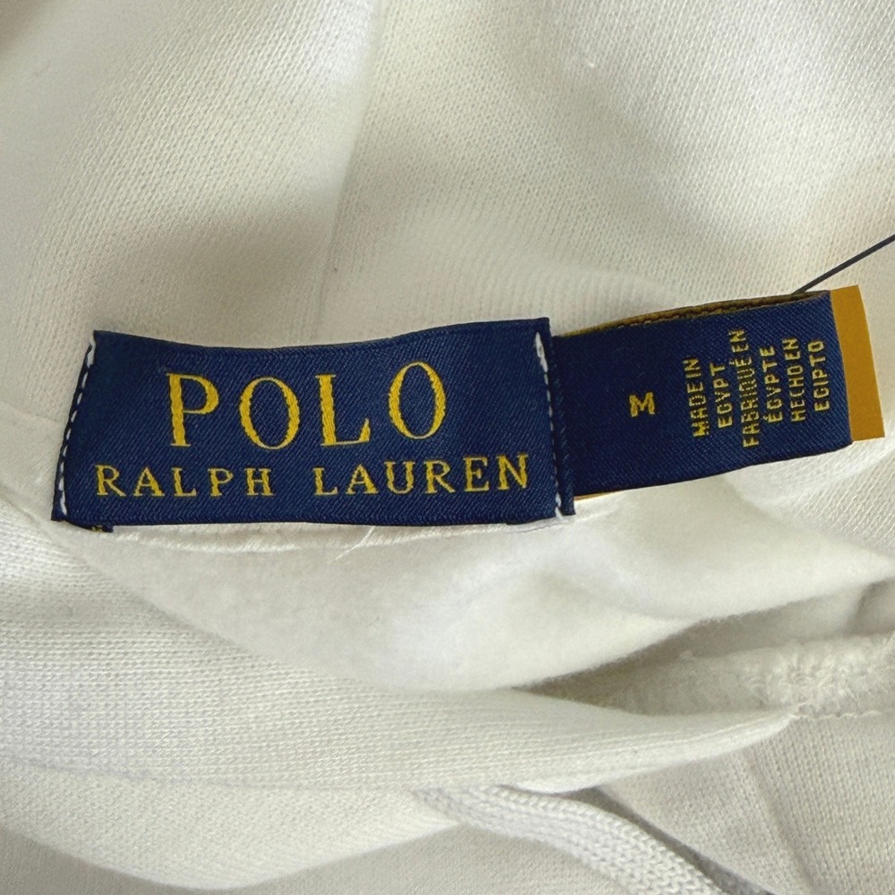 NEW Polo Ralph Lauren PREPPY POLO BEAR Hoodie Mens M White Pullover Fleece $185 - Picture 3 of 11